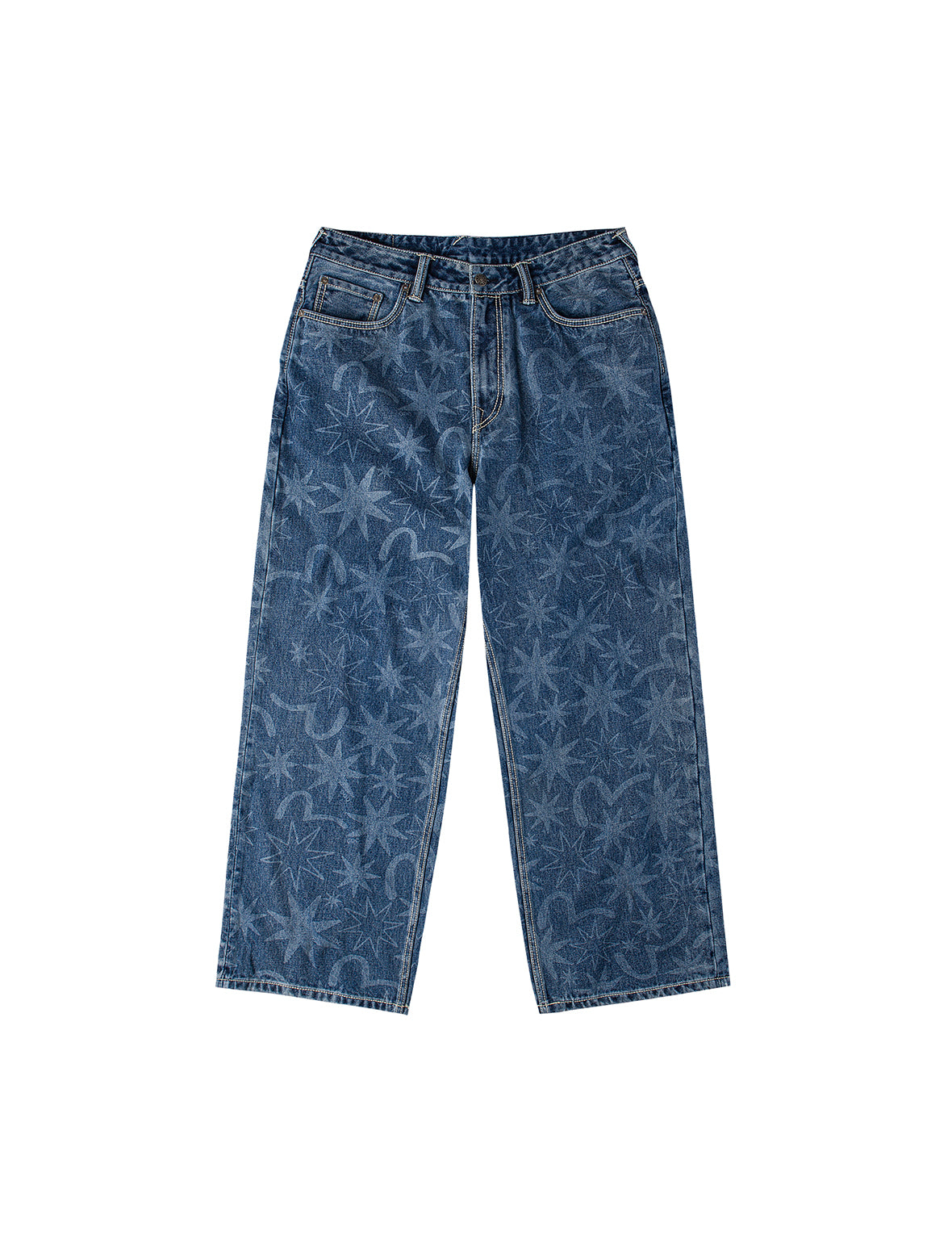 EVISU X GDC Allover Washed Print Relax Fit Jeans