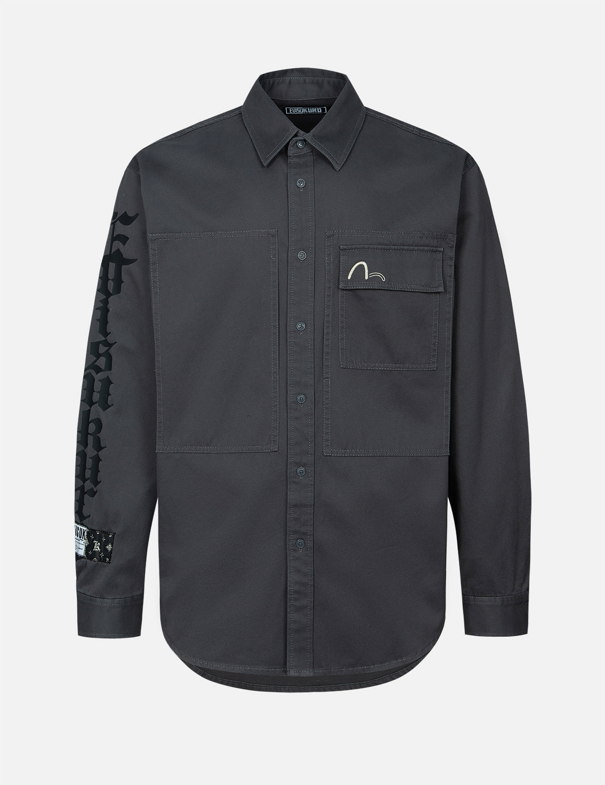 Logo and Seagull Embroidery Relax Fit Cargo Shirt