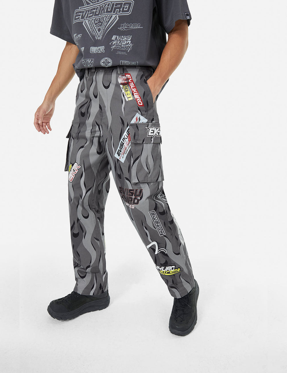 Racing Camouflage Wide-leg Cargo Pants – EVISU