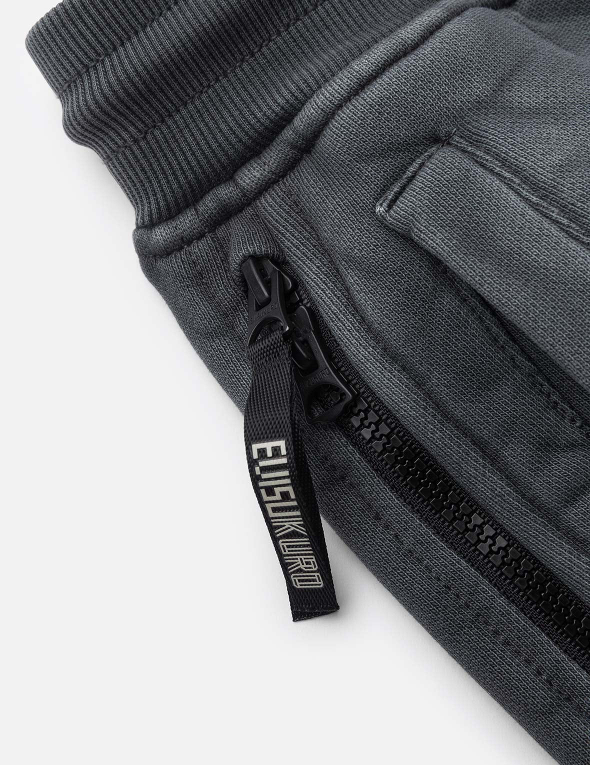 Garment Dyed Logo Print Side Zip Relax Fit Sweatpants