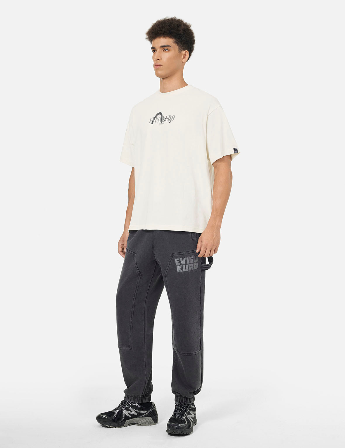 Logo Embroidery and Kamon Print Loose Fit T-Shirt