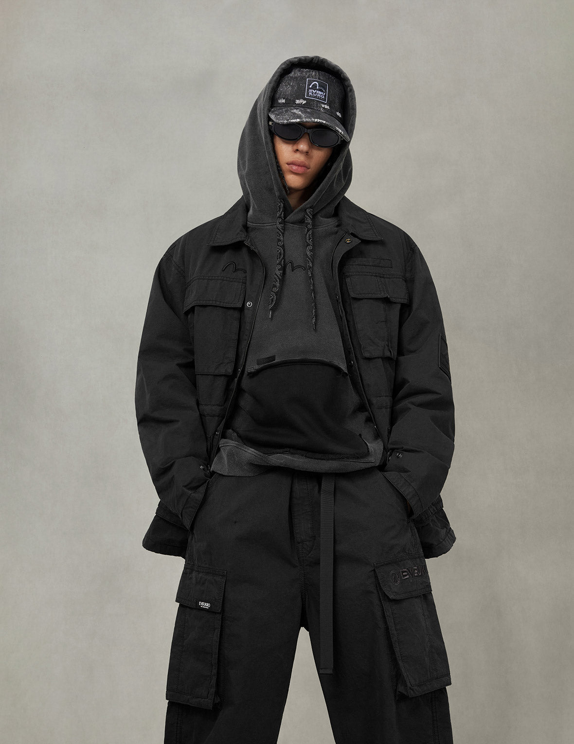 EVISUKURO Embroidery and Bio-washed Relax Fit Jacket