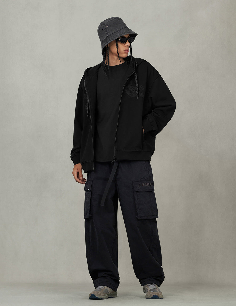 EVISUKURO Embroidery Loose Fit Hoodie Jacket