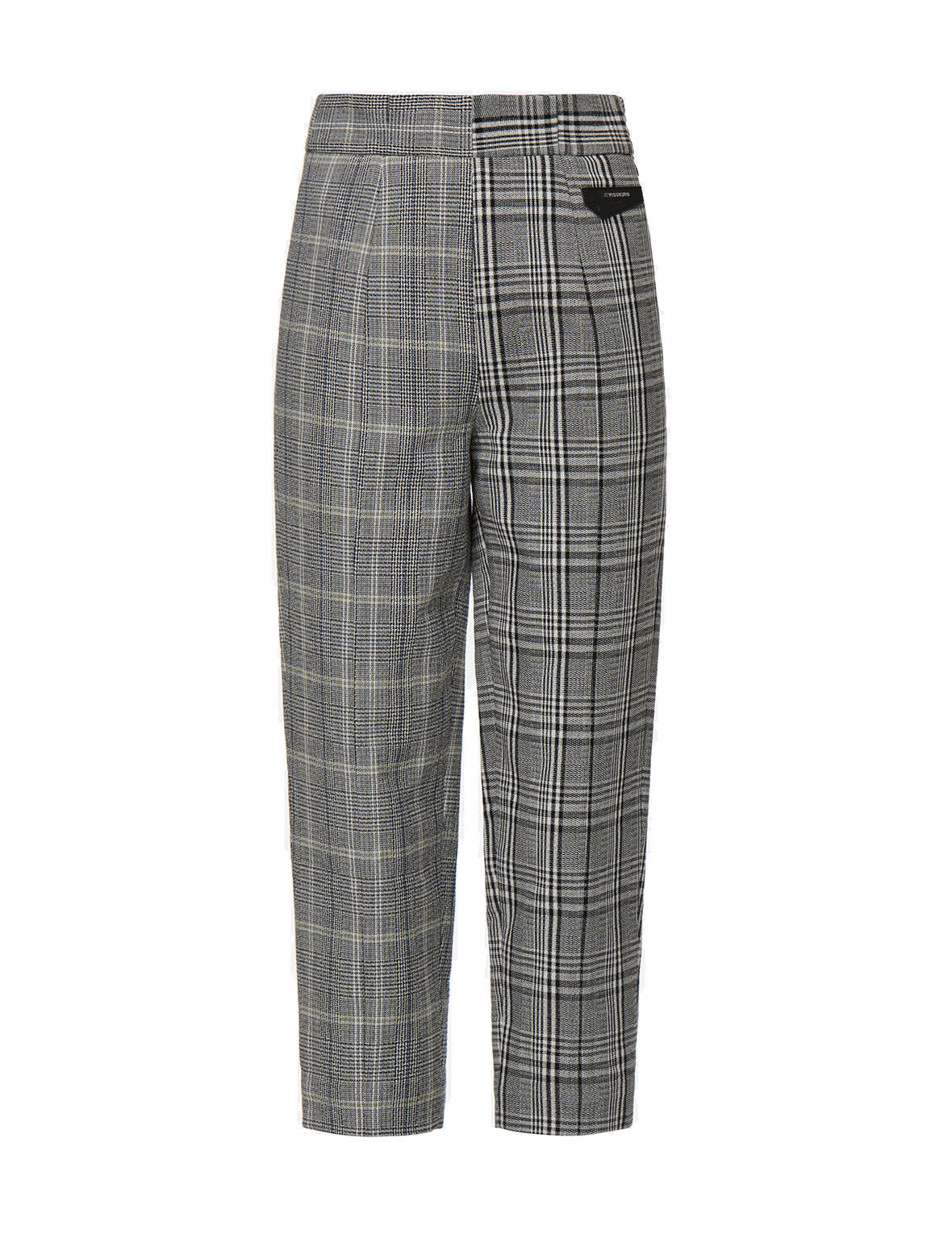 Leather Badge Mixed Plaid Pants