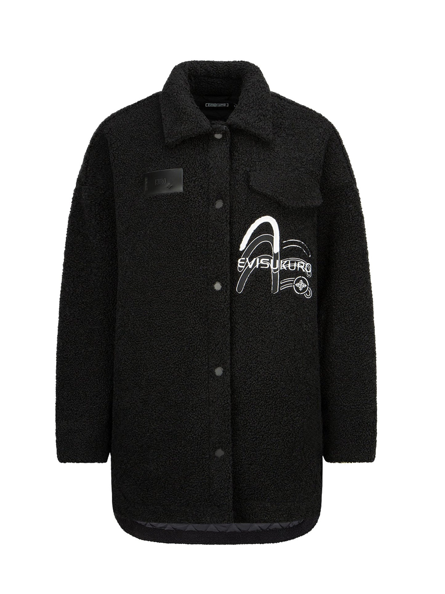 Triple Seagull Embroidered Light-padded Sherpa Fleece Shirt Jacket