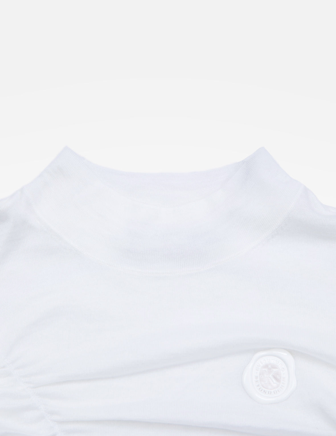 Ruched Front High Neck Knit Top
