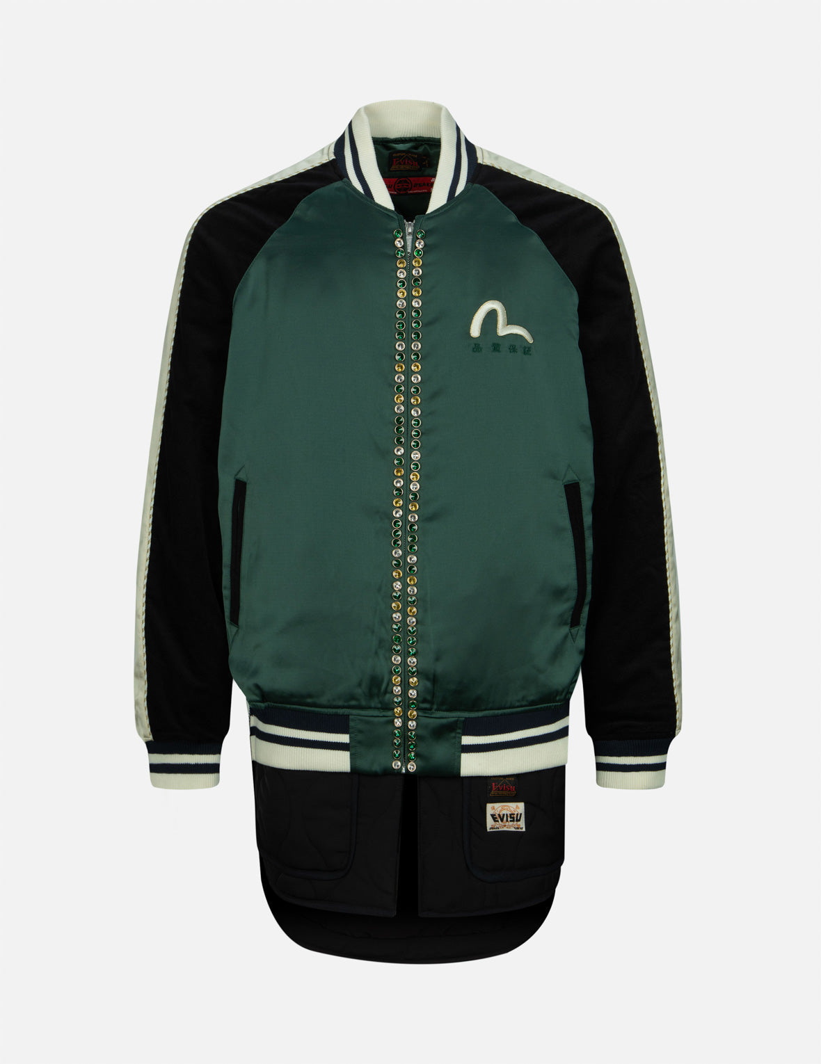 Rhinestone Patchwork Deer and Logo Embroidery Loose Fit Souvenir Jacket.