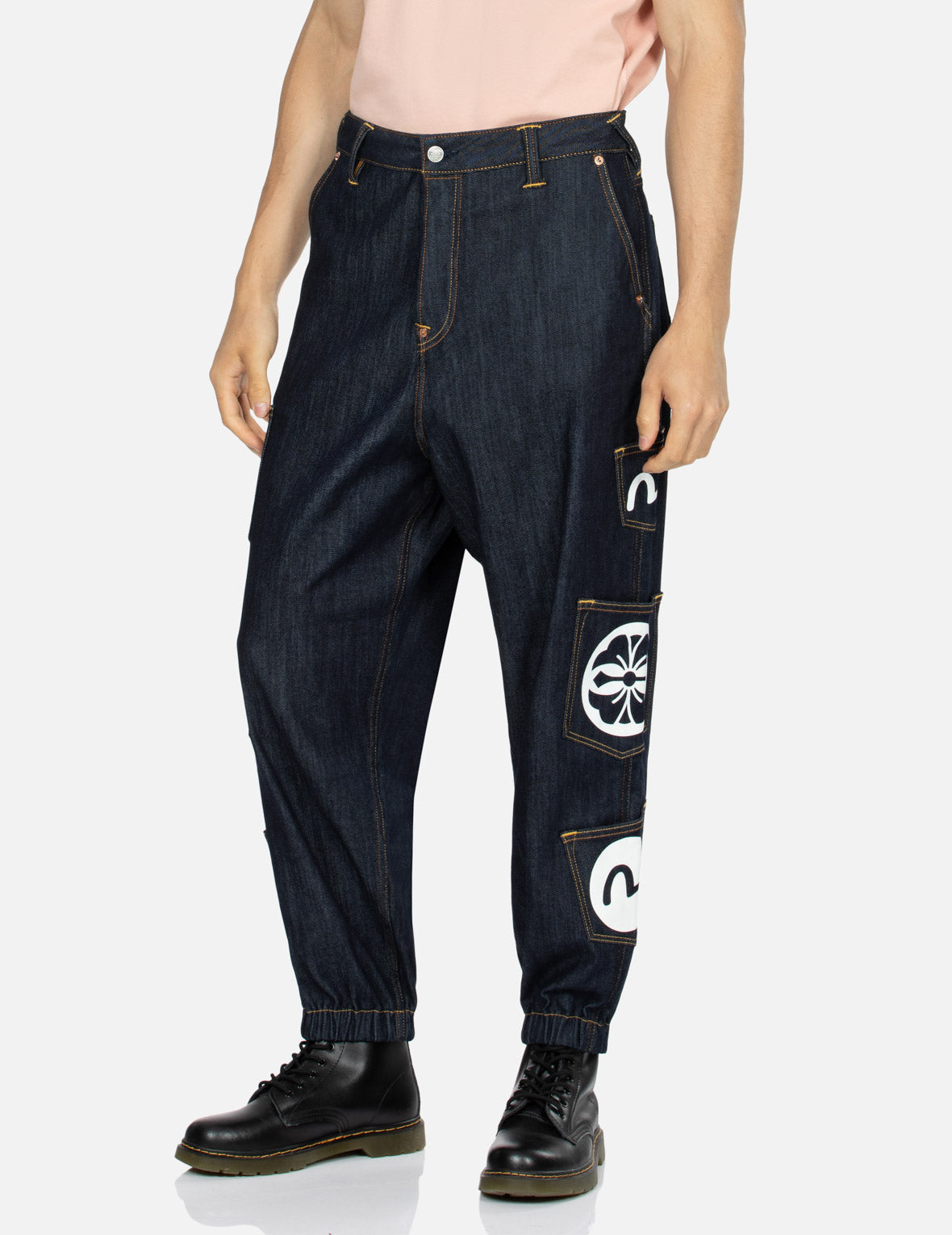 Multi-Pocket Loose Fit Denim Jogger Pants