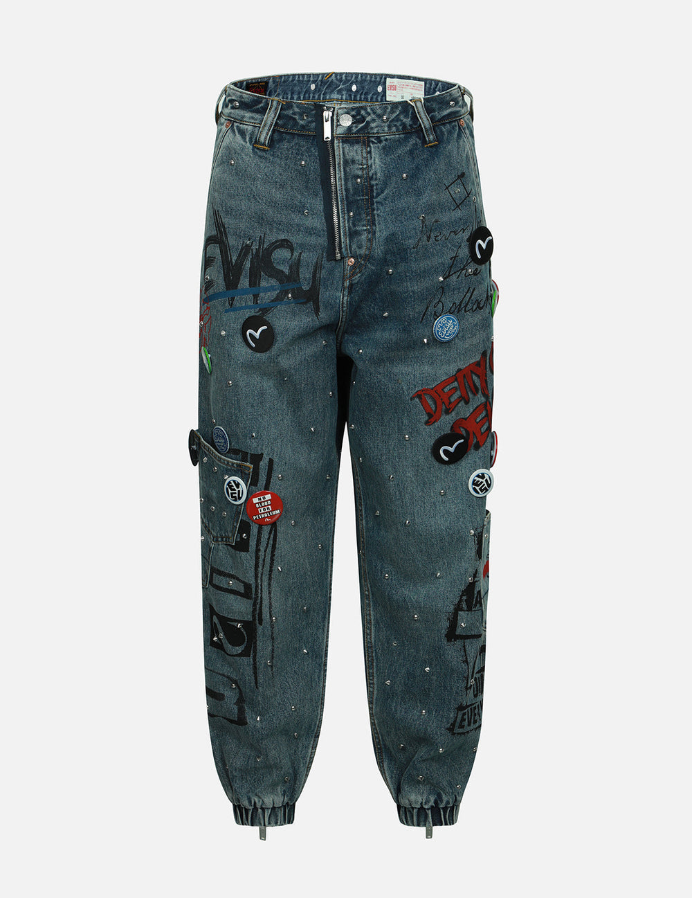 Allover Studs and Pins Loose Fit Denim Joggers – EVISU