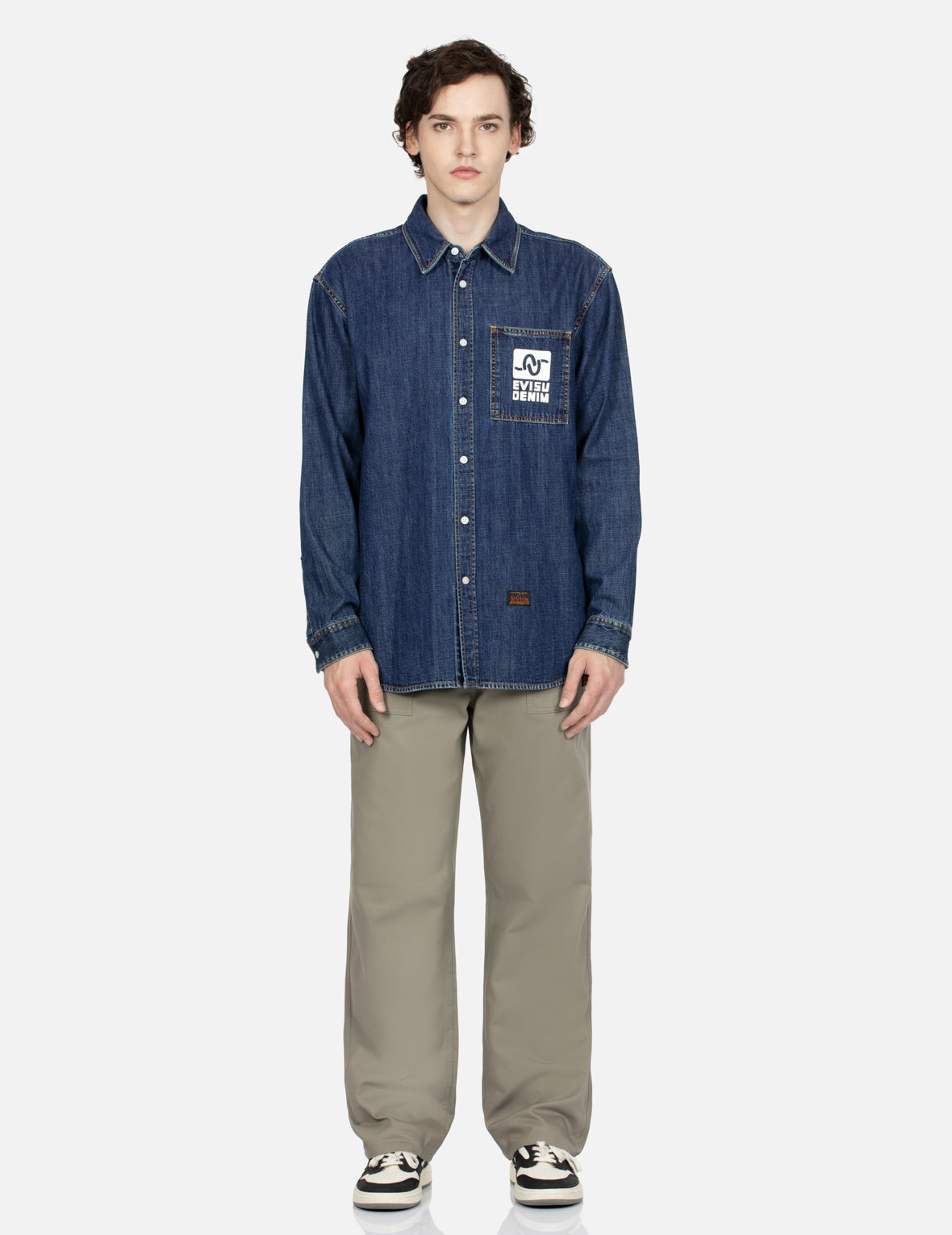 Seagull and Kamon Print Straight Fit Chino Pants – EVISU
