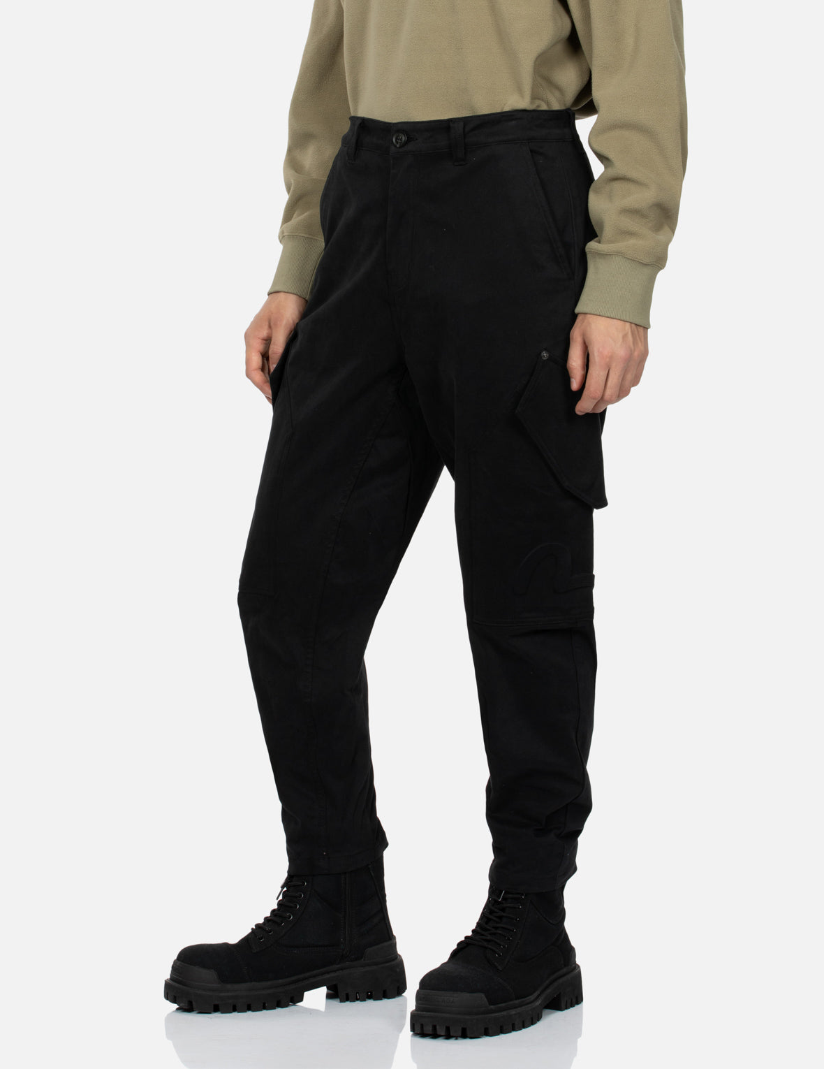 个性口号刺绣立体版型工装裤– EVISU