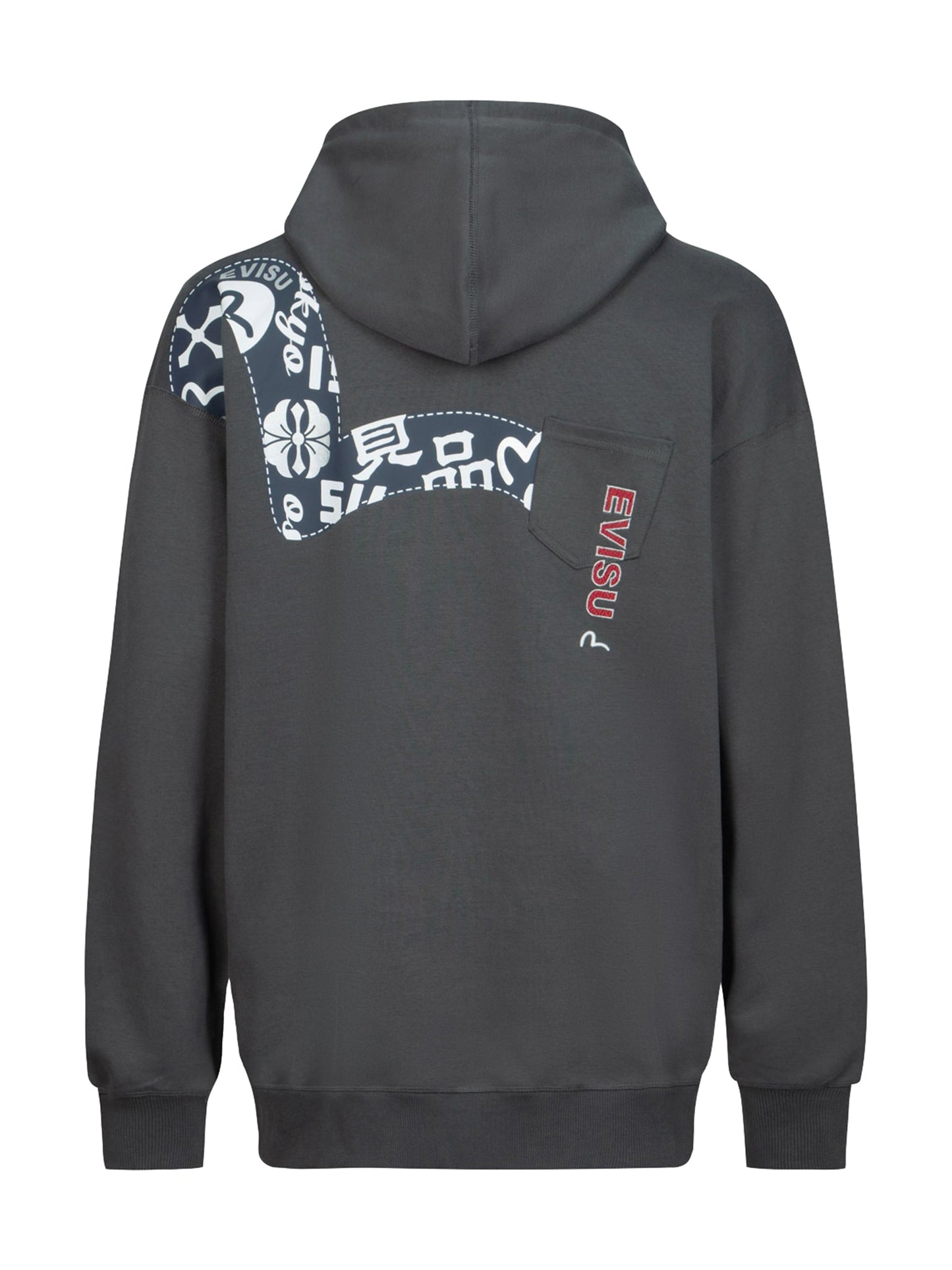 Seagull Print and Logo Embroidery Loose Fit Hoodie