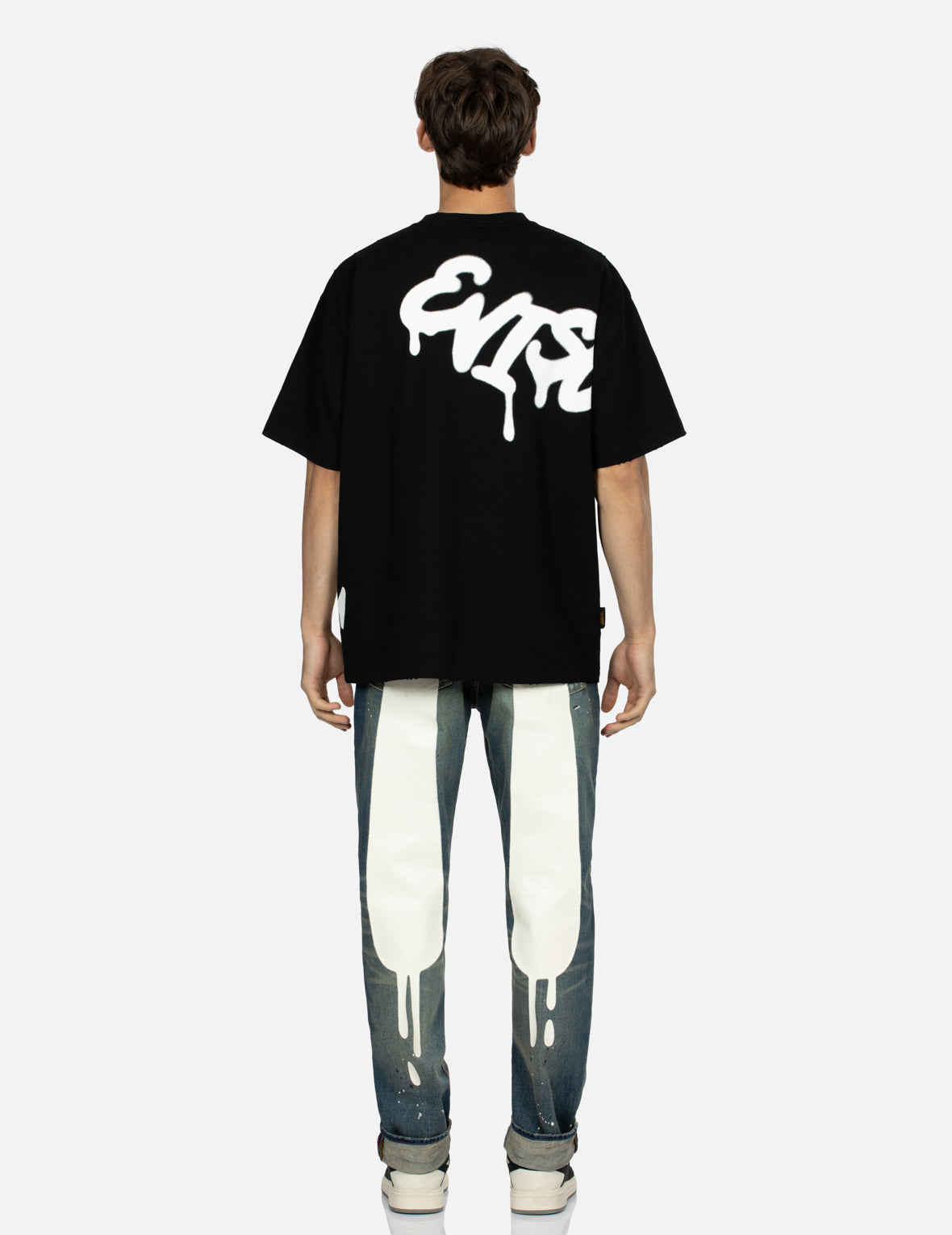 Graffiti Logo Print Distressed Loose Fit T-shirt