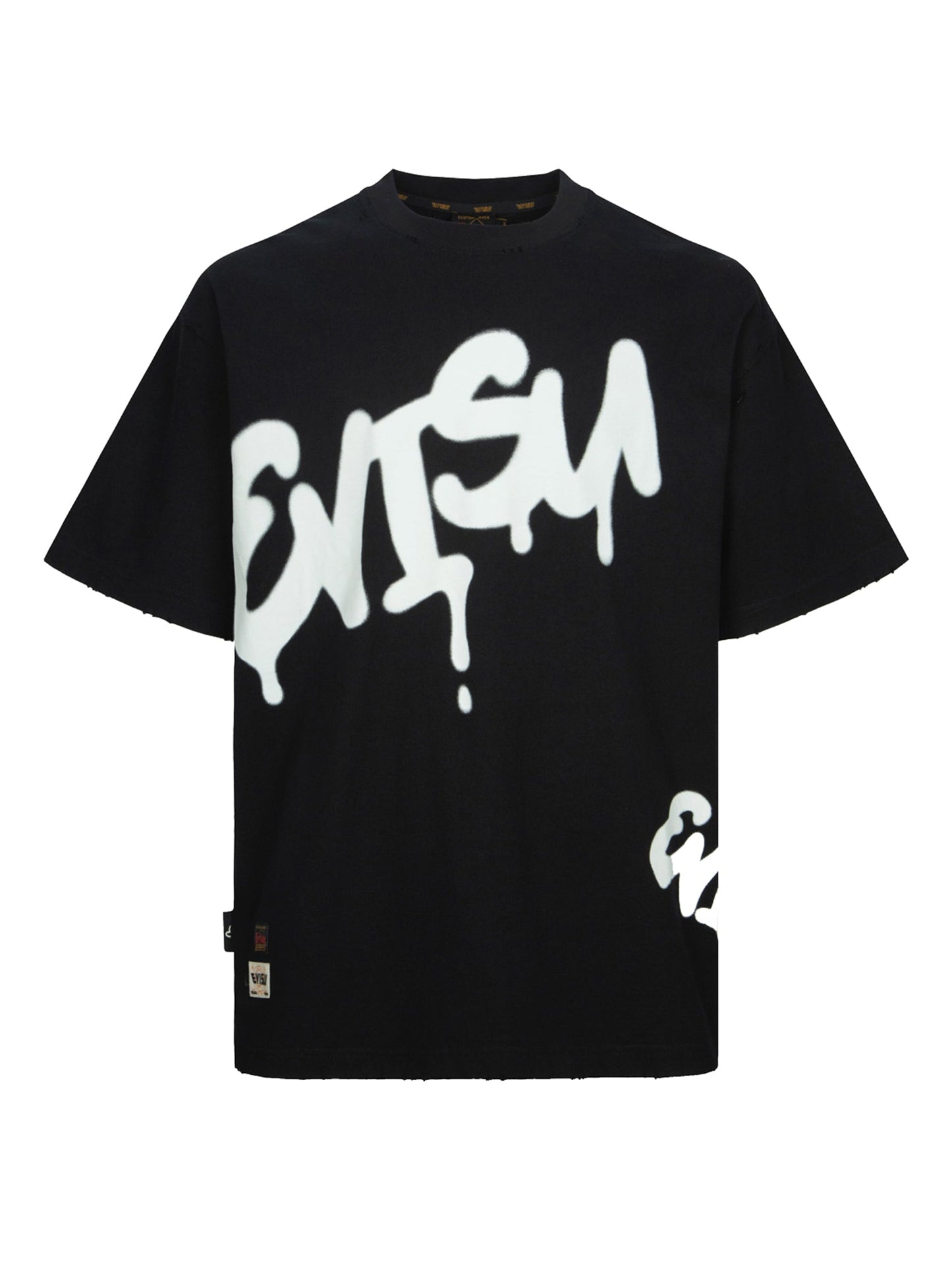 Graffiti Logo Print Distressed Loose Fit T-shirt