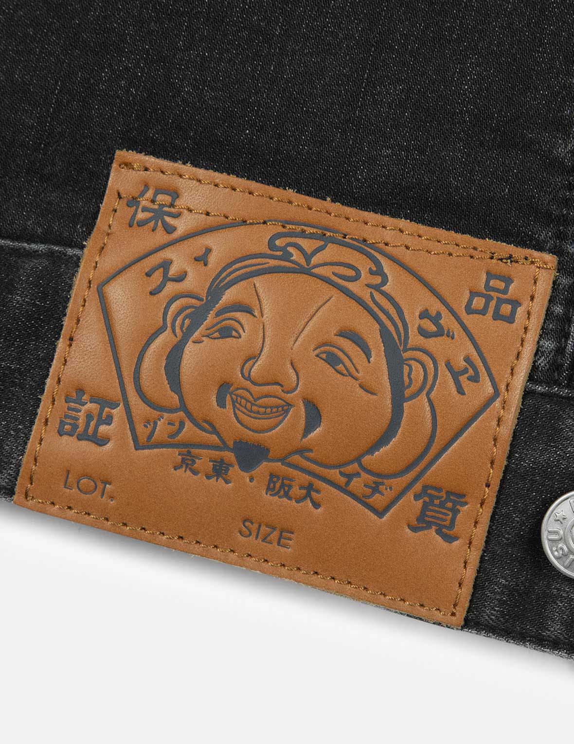 Graffiti-Style Daicock Print Loose Fit Denim Jacket