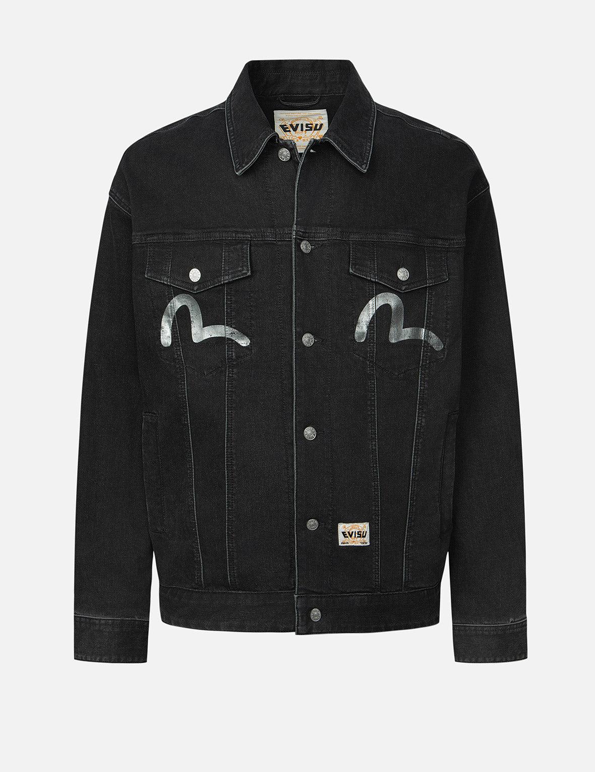 Graffiti-Style Daicock Print Loose Fit Denim Jacket