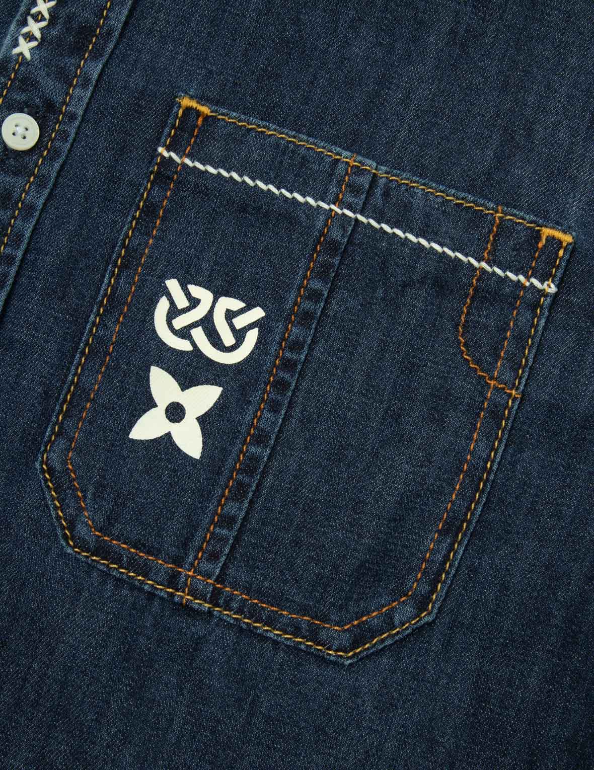 Brush Daicock Print Relax Fit Denim Shirt – EVISU Brush Daicock Print Relax Fit Denim Shirt – EVISU