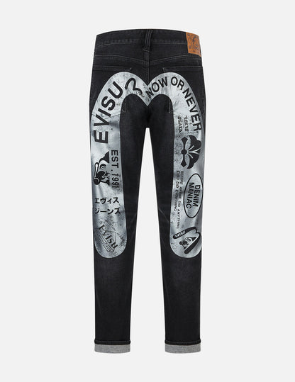 Graffiti-Style Daicock Print Slim Fit Jeans #2010 – EVISU