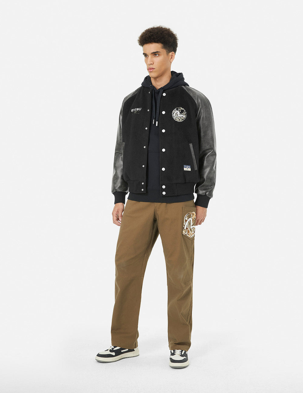 Ebisu and Seagull Embroidery Relax Fit Padded Varsity Jacket – EVISU