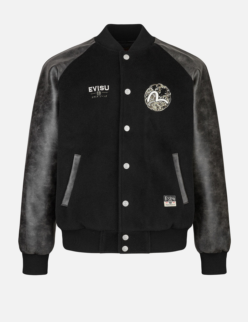 Ebisu and Seagull Embroidery Relax Fit Padded Varsity Jacket – EVISU