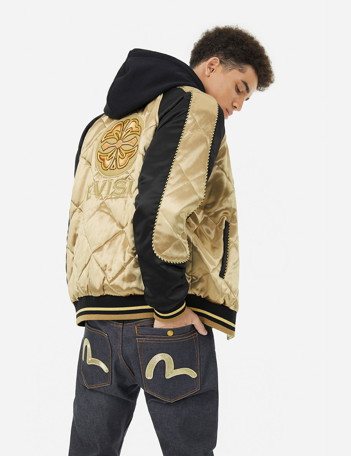 Kamon Beading Embroidery Relax Fit Padded Souvenir Jacket – EVISU