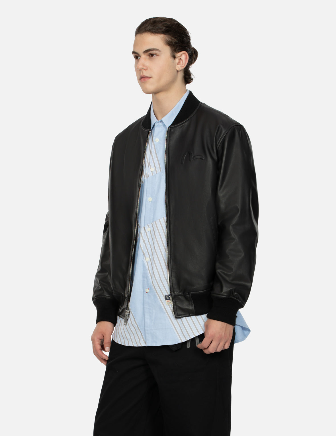 Logo Appliquéd Leather Bomber Jacket