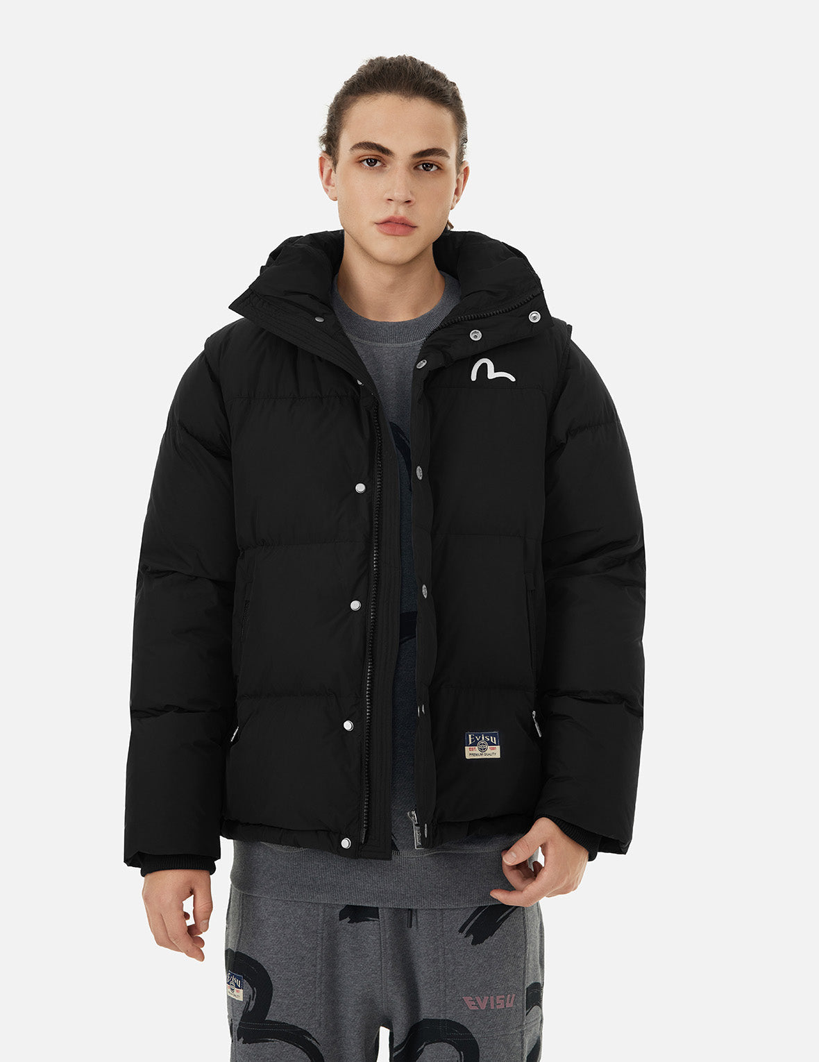 どりどり　マルコ　C65 B70 Seagull Embroidery Detachable Relax Fit Down Jacket – EVISU