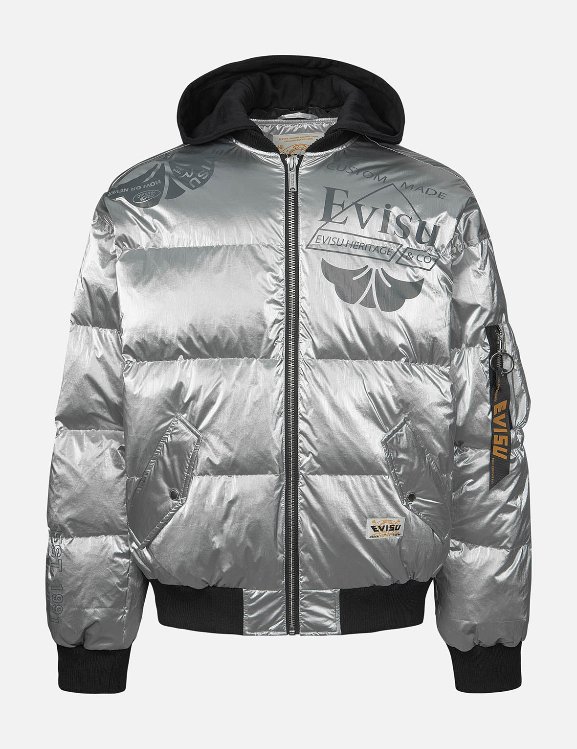 Logo and Kamon Print Bomber Down Jacket – EVISU