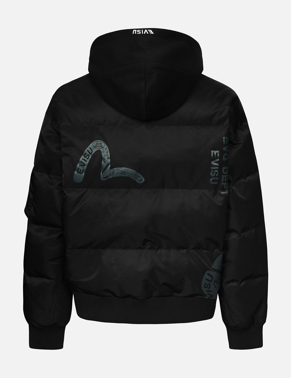 Logo and Kamon Print Loose Fit Bomber Down Jacket – EVISU