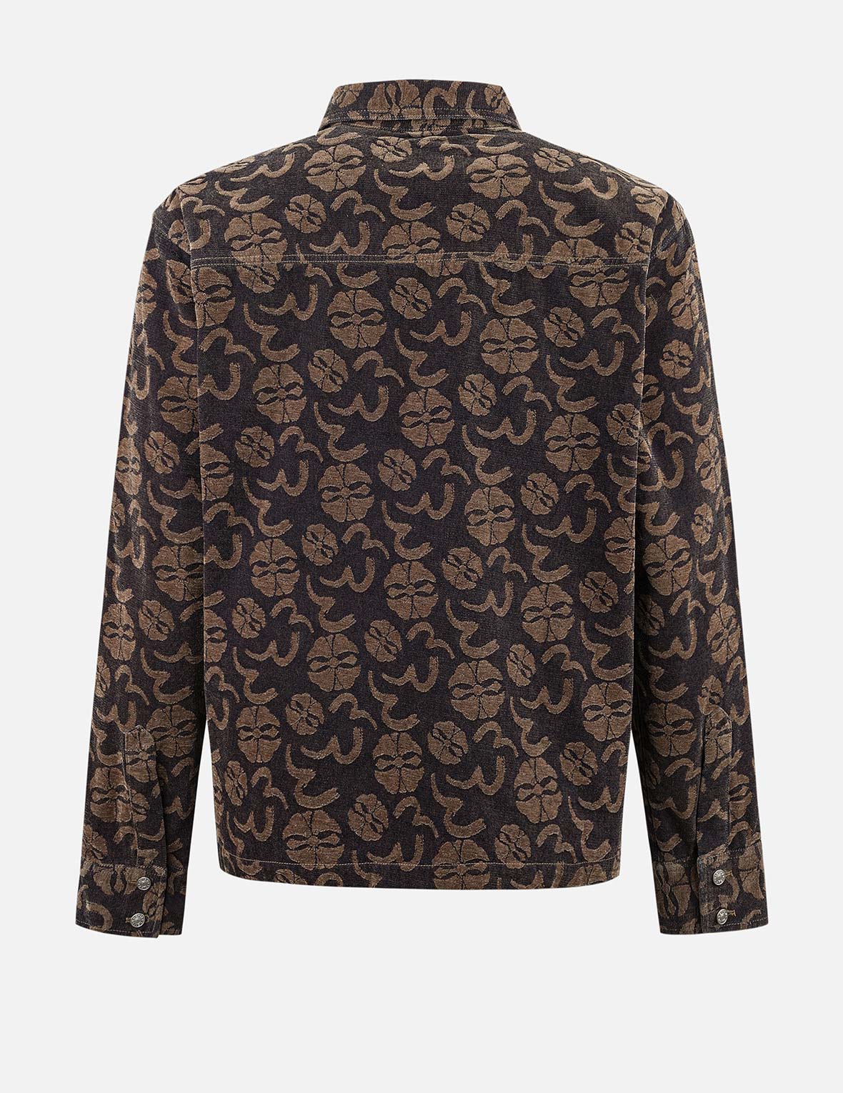 Allover Seagull and Kamon Jacquard Loose Fit Shirt Jacket
