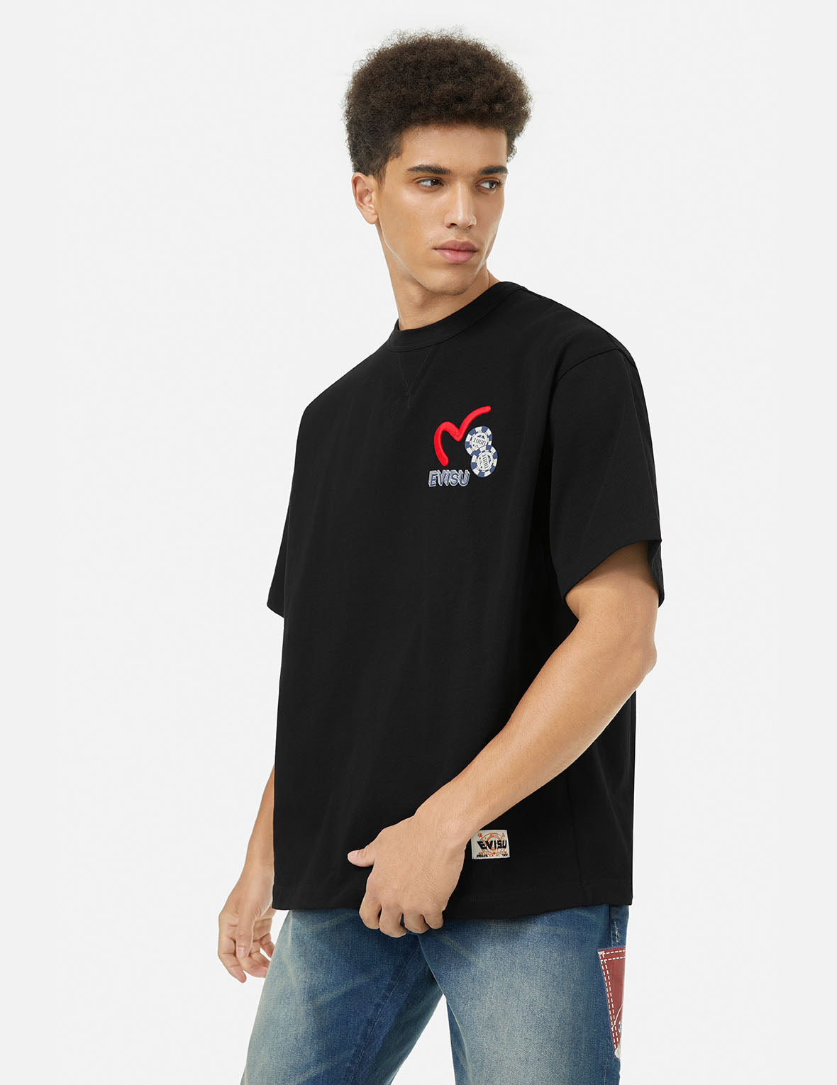 Ebisu Poster Appliqué and Seagull Embroidery T-Shirt – EVISU