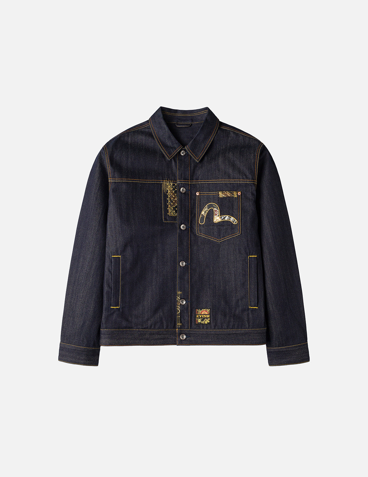 Multi-Pocket with Brocade Patch Relax Fit Denim Jacket – EVISU