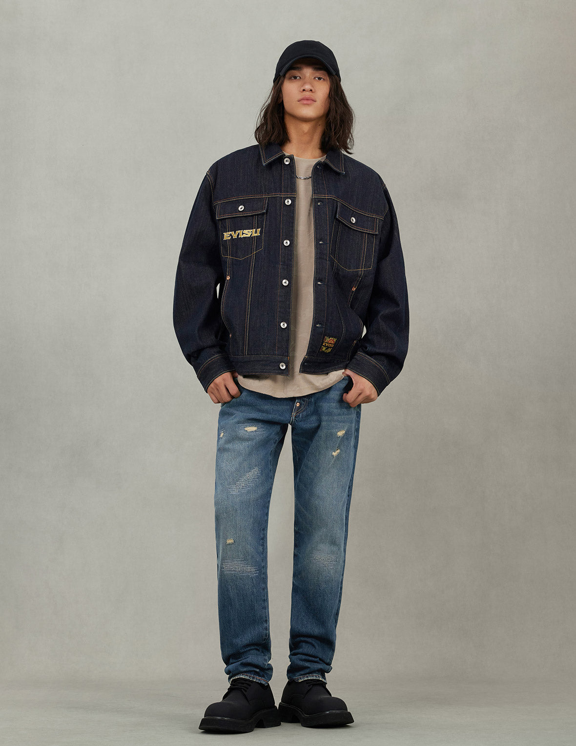 Grateful Crane Embroidery Relax Fit Denim Jacket – EVISU