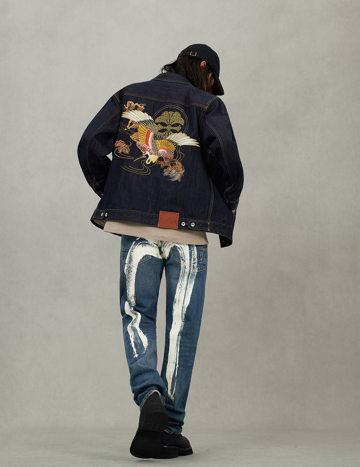 Grateful Crane Embroidery Relax Fit Denim Jacket – EVISU