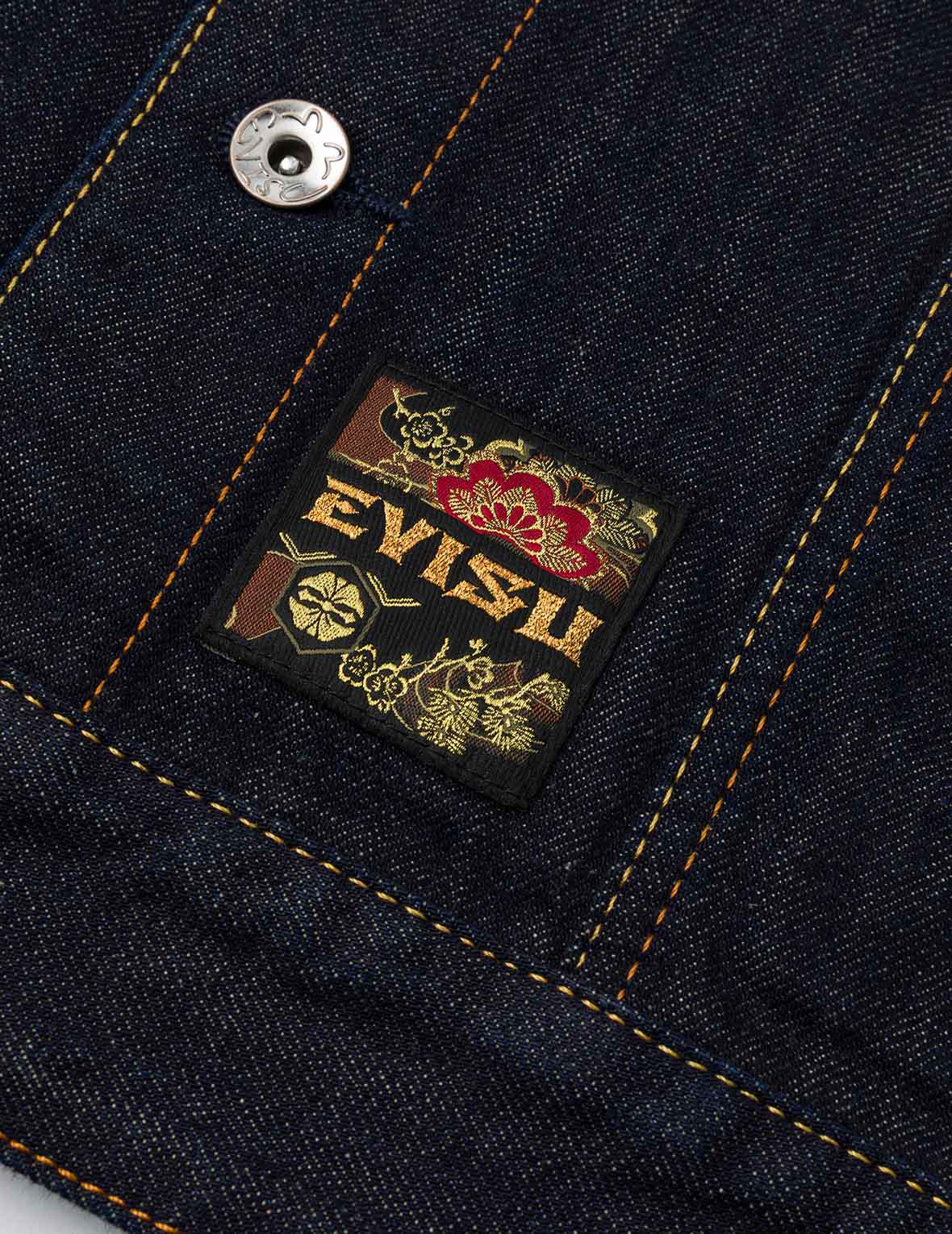 Grateful Crane Embroidery Relax Fit Denim Jacket