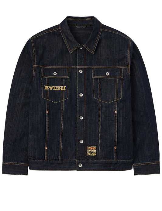 Grateful Crane Embroidery Relax Fit Denim Jacket
