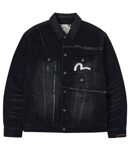 Multi-Pocket Relax Fit Washed Denim Jacket