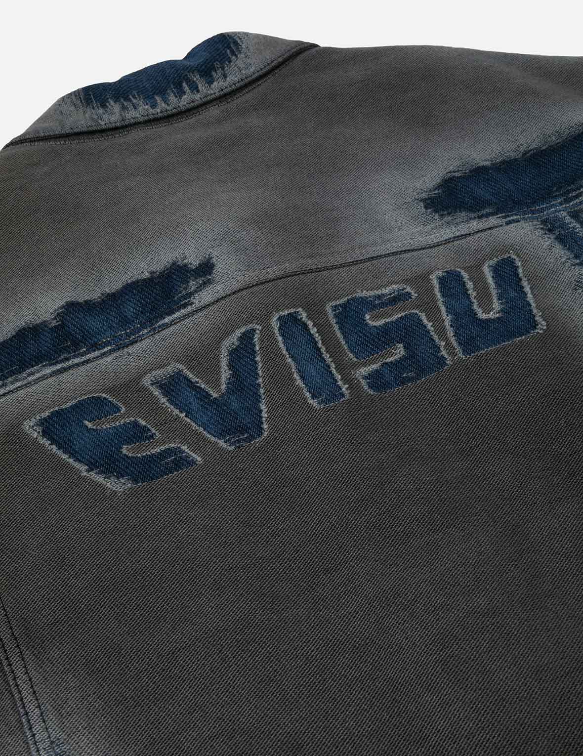 Distressed Seagull and Logo Print Relax Fit Washed Denim Jacket