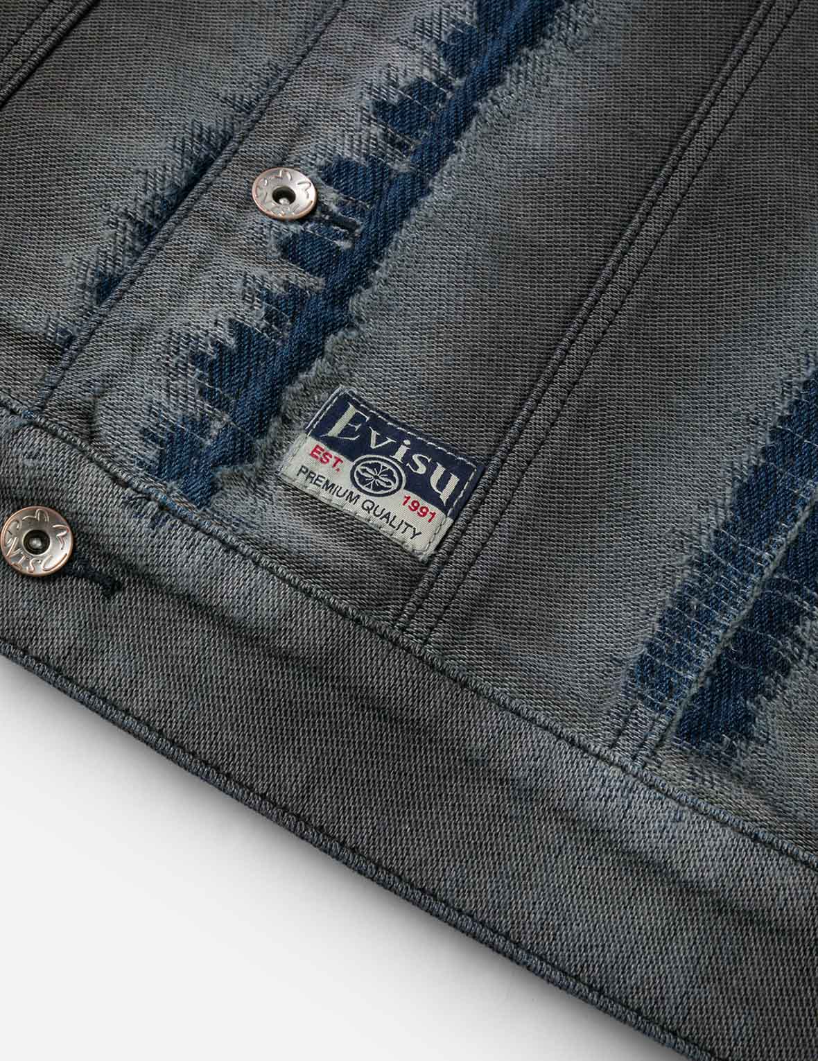 Distressed Seagull and Logo Print Relax Fit Washed Denim Jacket