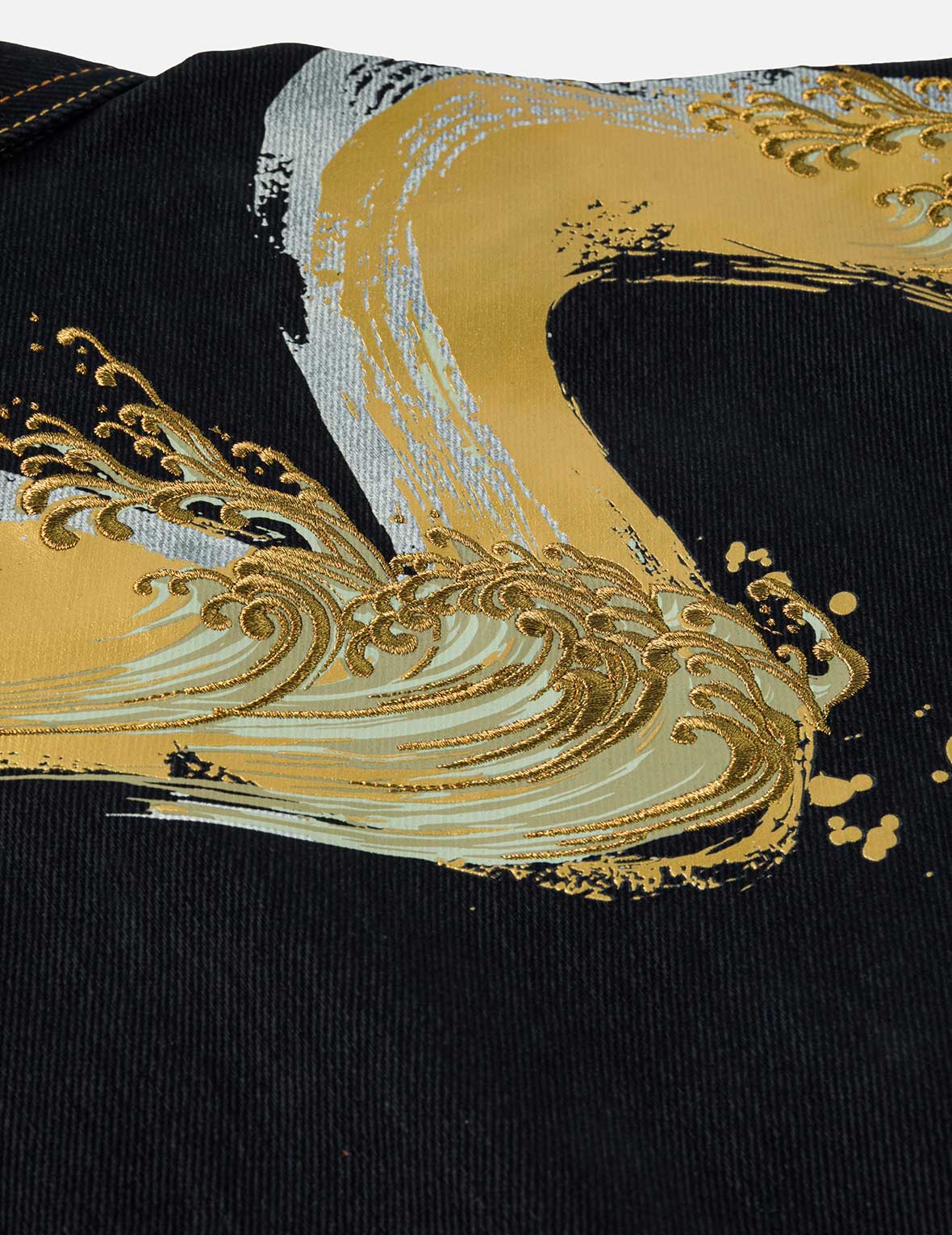 Brushstroke Daicock Print with Logo Embroidery Loose Fit Denim
