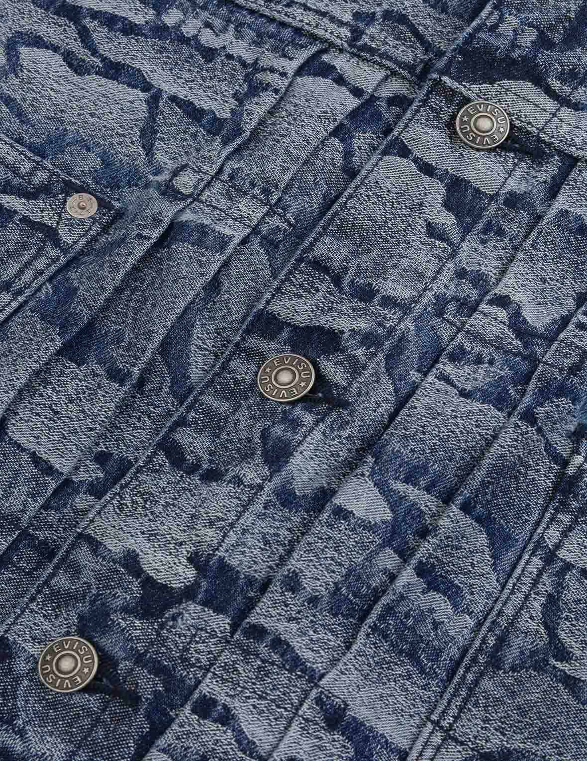 Allover Ishigaki Camouflage Jacquard Regular Fit Denim Jacket