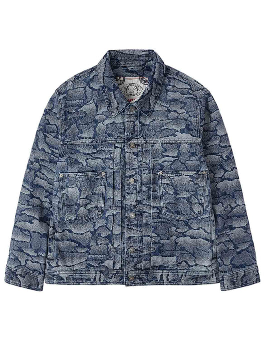 Allover Ishigaki Camouflage Jacquard Regular Fit Denim Jacket