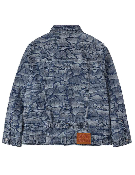 Allover Ishigaki Camouflage Jacquard Regular Fit Denim Jacket