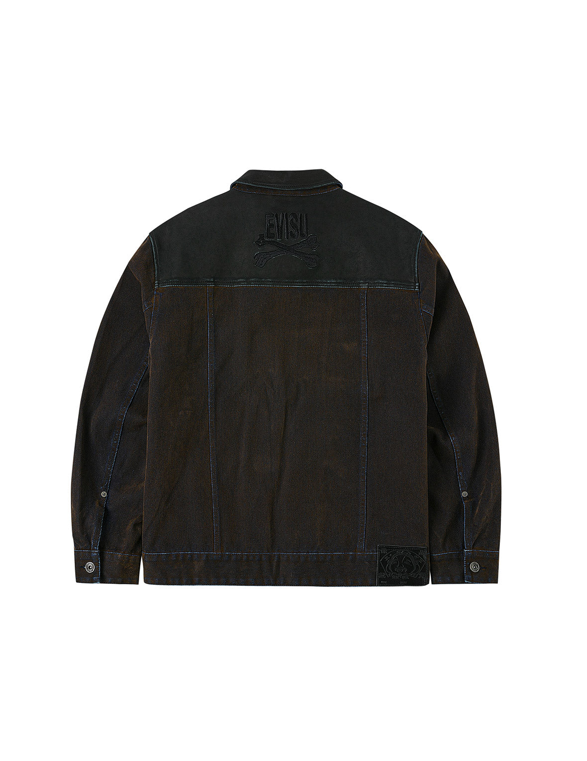 Skull and Logo Embroidery Fashion Fit Heavy Washed Denim Jacket