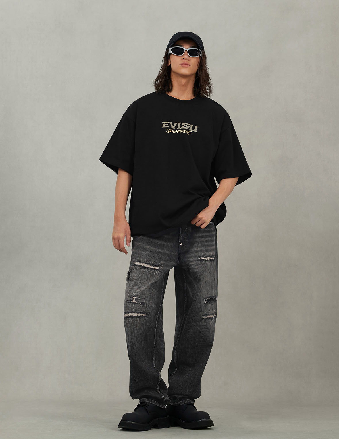 7-Pocket Design Washed Vintage Relax Fit Jeans #2030 – EVISU
