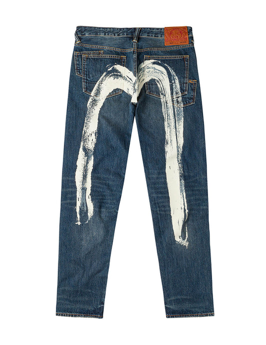7-Pocket Design Washed Daicock Print Carrot Fit Jeans #2017
