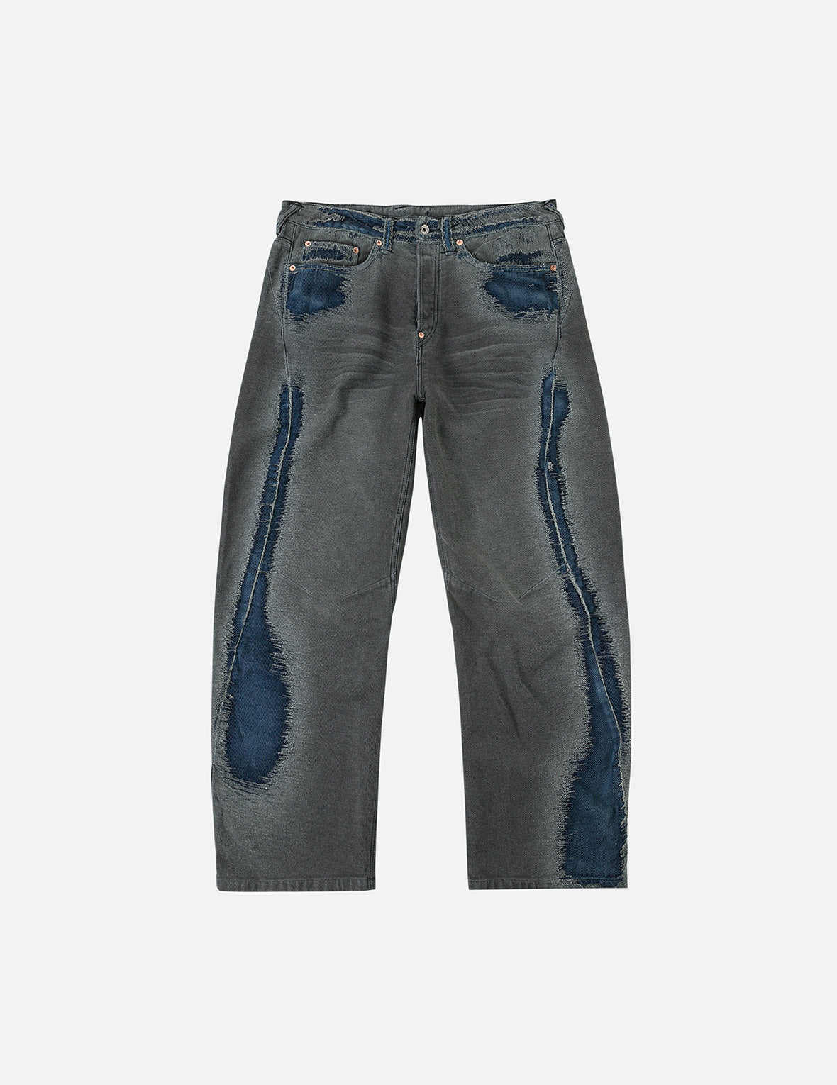 Washed Distressed Seagull Print 3D Cut Jeans