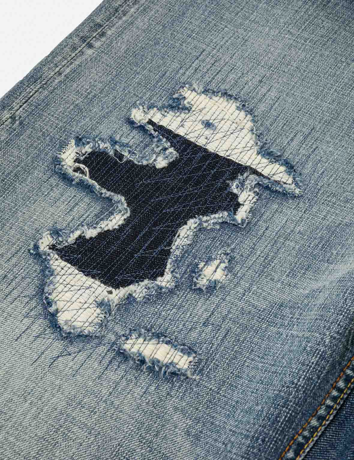Washed Distressed Daicock Relax Straight Fit Jeans #2030