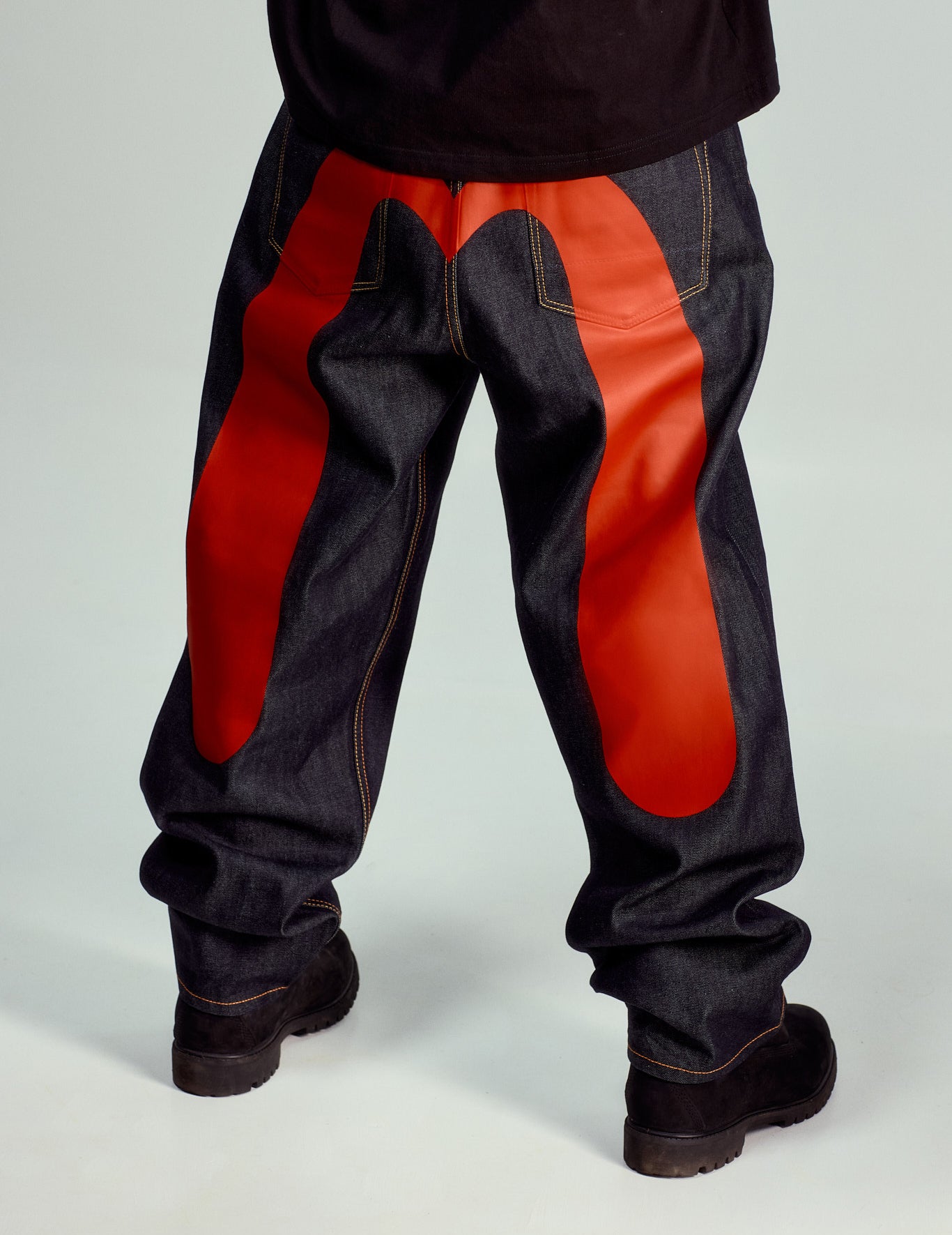 PRE-ORDER] Red Daicock Print Loose Fit Jeans #2038 – EVISU