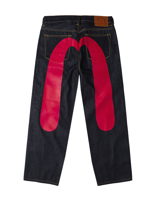 Red Daicock Print Loose Fit Jeans #2038